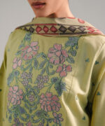 Green Zari Lawn A-Line Suit - View 3