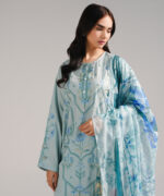Light Blue Zari Lawn Straight Suit - View 2