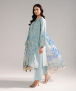 Light Blue Zari Lawn Straight Suit - View 4