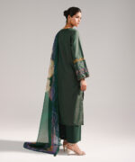 Dark Green Zari Lawn Straight Suit - View 2