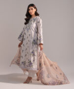 Lilac Slub Lawn Straight Suit - View 4