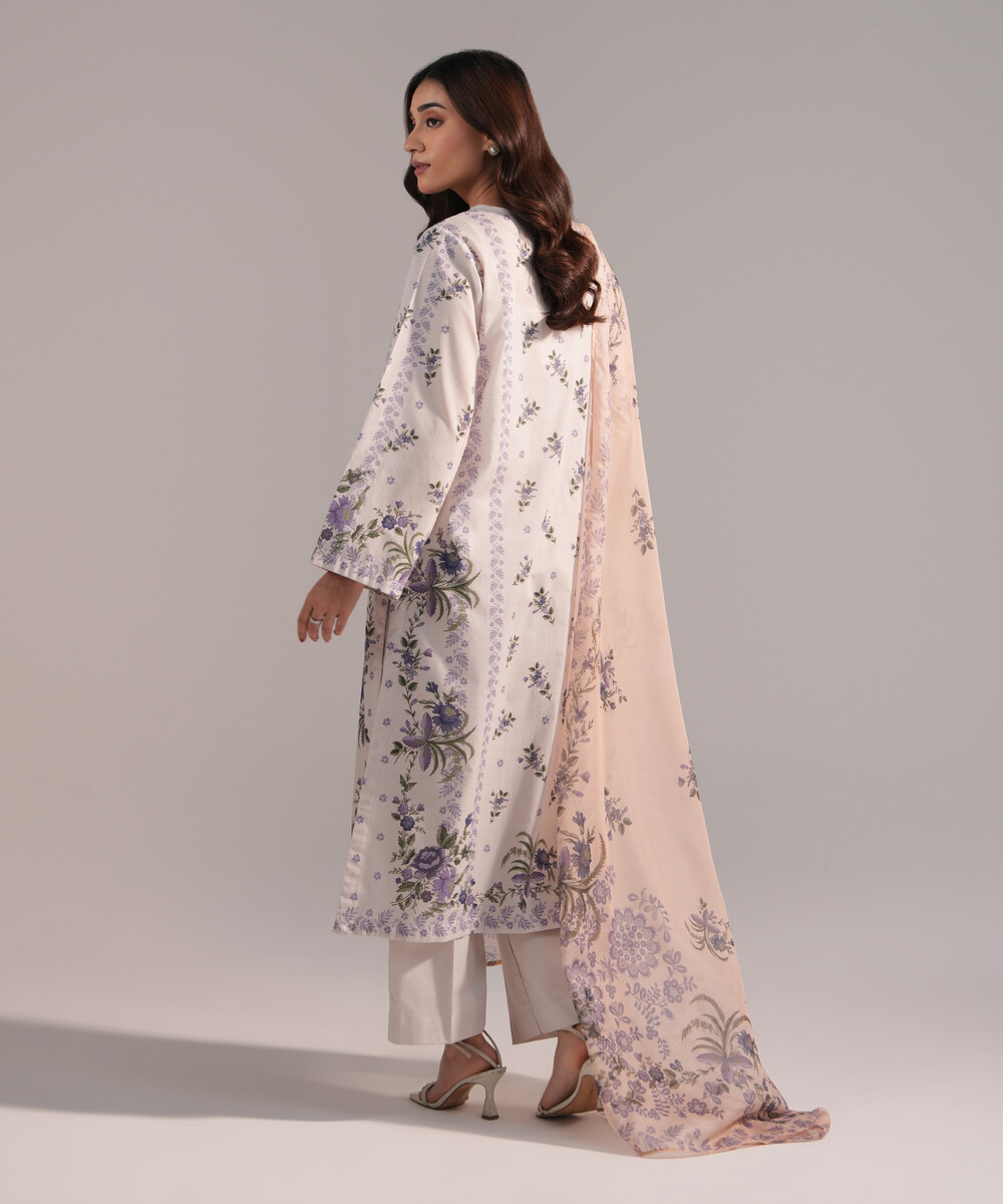 Lilac Slub Lawn Straight Suit - View 1 Lilac Slub Lawn Straight Suit - View 1