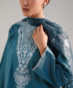 Teal Slub Lawn Boxy Suit - View 3