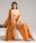 Orange Lawn Straight Suit - View 5