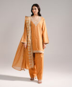 Orange Lawn Straight Suit - View 2