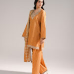 Orange Lawn Straight Suit - View 1
