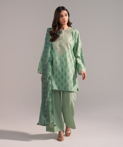 Green Cambric Straight Suit - View 2