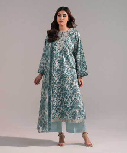 Blue Cambric Straight Suit - View 1