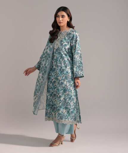 Blue Cambric Straight Suit - View 2