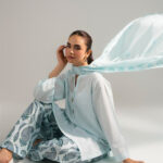 Dyed Light Blue Cross Hatch Straight Suit - View 1