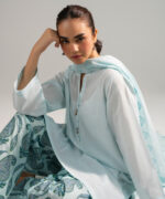 Dyed Light Blue Cross Hatch Straight Suit - View 3