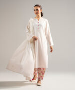 Piece Dyed Off White Dobby Straight Suit - View 3