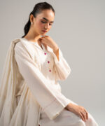Piece Dyed Off White Dobby Straight Suit - View 4