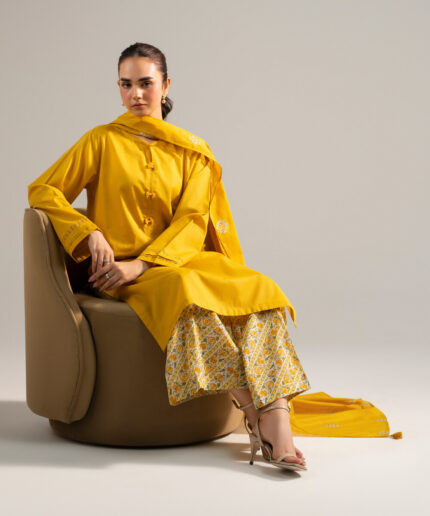 Piece Dyed Yellow Cross Hatch Straight Suit - View 2