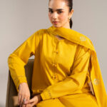 Piece Dyed Yellow Cross Hatch Straight Suit - View 1