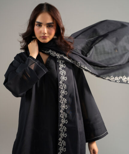 Piece Dyed Black Cross Hatch Straight Suit - View 2