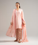 3 Piece Dyed Pink Dobby Straight Suit - View 2