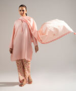 3 Piece Dyed Pink Dobby Straight Suit - View 3