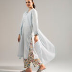 3 Piece Dyed Blue Dobby Straight Suit - View 1