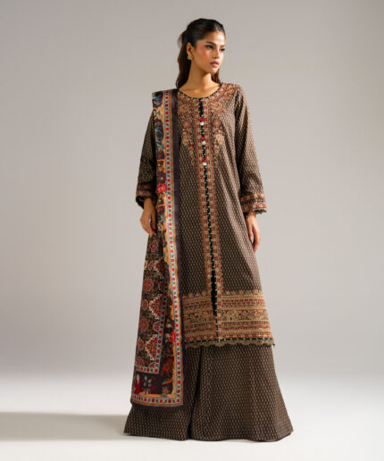 Brown Dobby Straight Suit - View 1