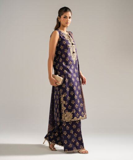 Purple Dobby Straight Suit - View 2
