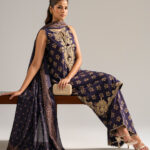 Purple Dobby Straight Suit - View 1