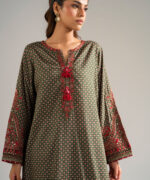 Green Dobby A-Line Suit - View 1