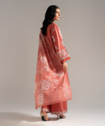 Peach Dobby Crepe Straight Suit - View 4