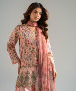 Pink Dobby Straight Suit - View 5