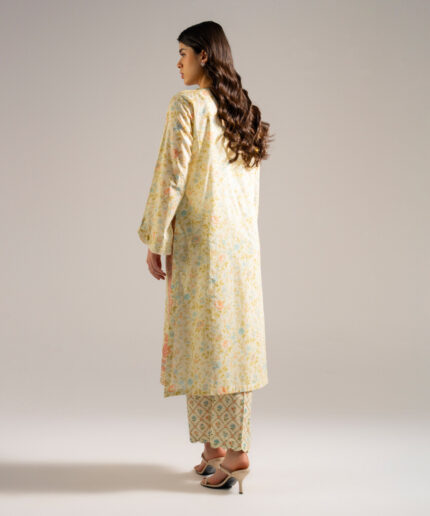 Pale Yellow Lawn Straight Shirt Suit - View 2