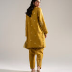 Mustard Self Jacquard Straight Shirt Suit - View 1