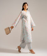 Ice Blue Lawn Straight Shirt Suit - View 4