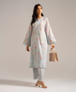 Ice Blue Lawn Straight Shirt Suit - View 2