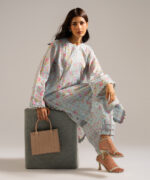 Ice Blue Lawn Straight Shirt Suit - View 3