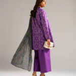 Purple Self Jacquard Straight Suit - View 1