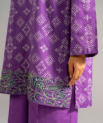 Purple Self Jacquard Straight Suit - View 3
