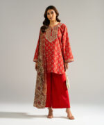 Coral Self Jacquard Straight Suit - View 2