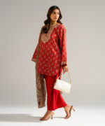 Coral Self Jacquard Straight Suit - View 3