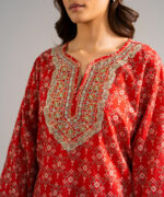 Coral Self Jacquard Straight Suit - View 4