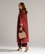 Maroon Self Jacquard Straight Shirt Suit - View 2
