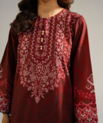 Maroon Self Jacquard Straight Shirt Suit - View 1