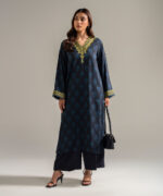 Black Self Jacquard A-Line Suit - View 4