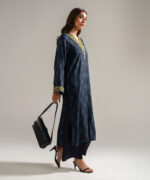 Black Self Jacquard A-Line Suit - View 3