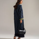 Black Self Jacquard A-Line Suit - View 1