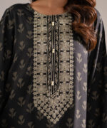 Black Self Jacquard A-Line Suit - View 6