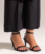 Black Self Jacquard A-Line Suit - View 1