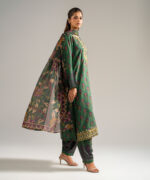 Green Self Jacquard A-Line Suit - View 1