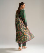 Green Self Jacquard A-Line Suit - View 2