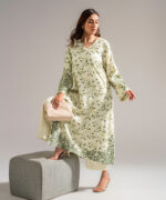 Mint Green Self Jacquard A-Line Suit - View 1