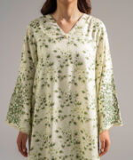 Mint Green Self Jacquard A-Line Suit - View 3